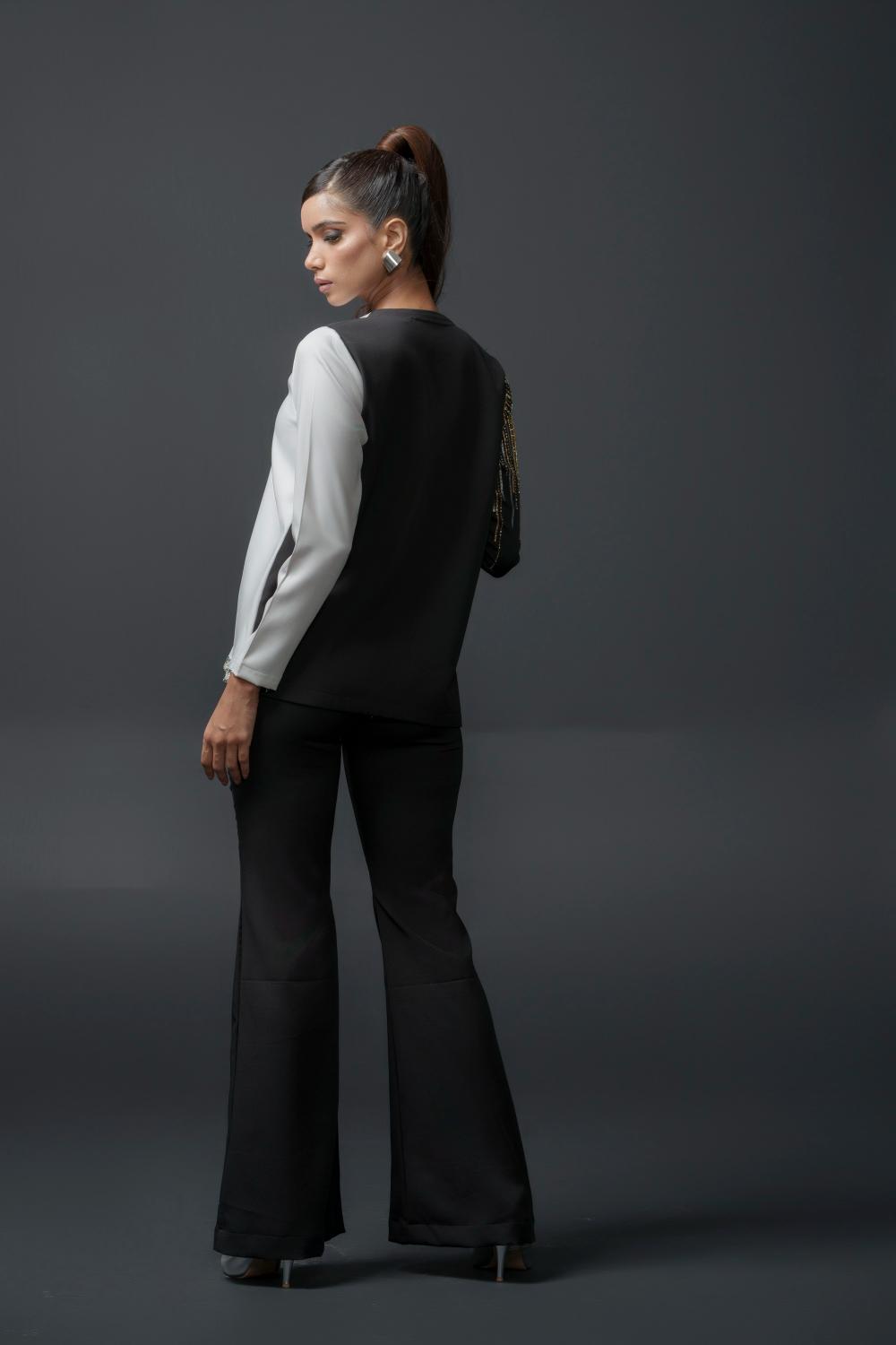 Catelyn Club Top with Detailed Handwork in Banana Lycra