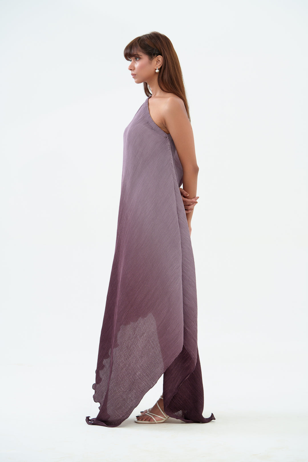 Tiana - The One Shoulder Pleated Dress (Ombre Color)