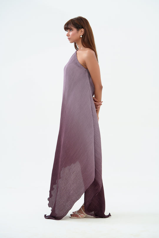 Tiana - The One Shoulder Pleated Dress (Ombre Color)