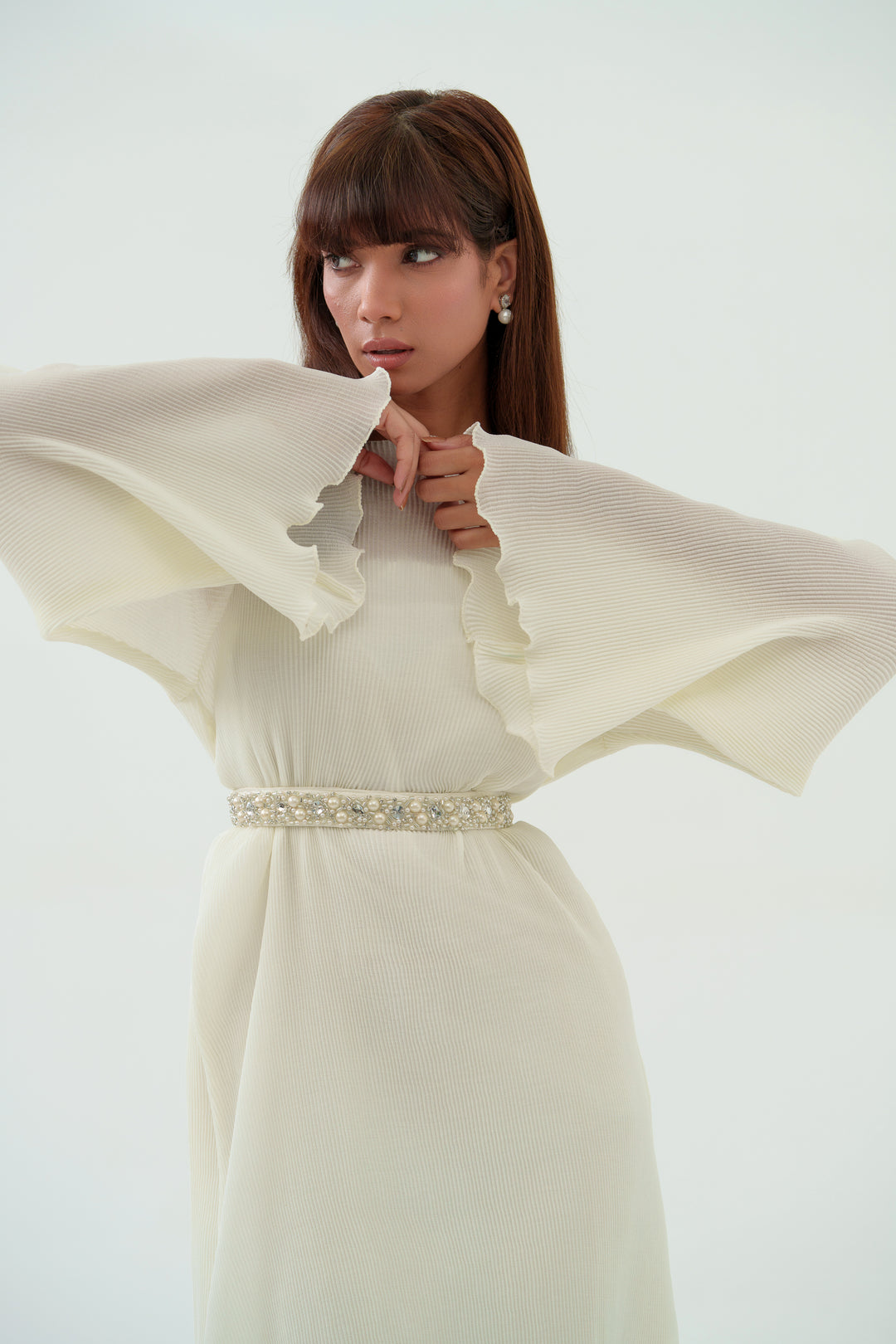 Crystal - Pleated Dress with Sleeves
