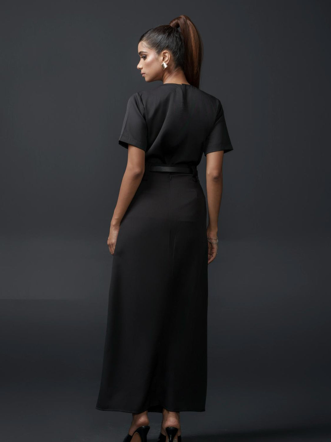Brenda Club Shirt with bow motif handwork in Banana Lycra