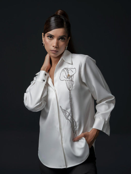 Tulipa Club Shirt with tulip motif handwork