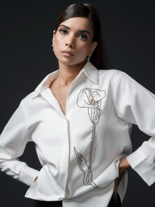 Tulipa Club Shirt with tulip motif handwork