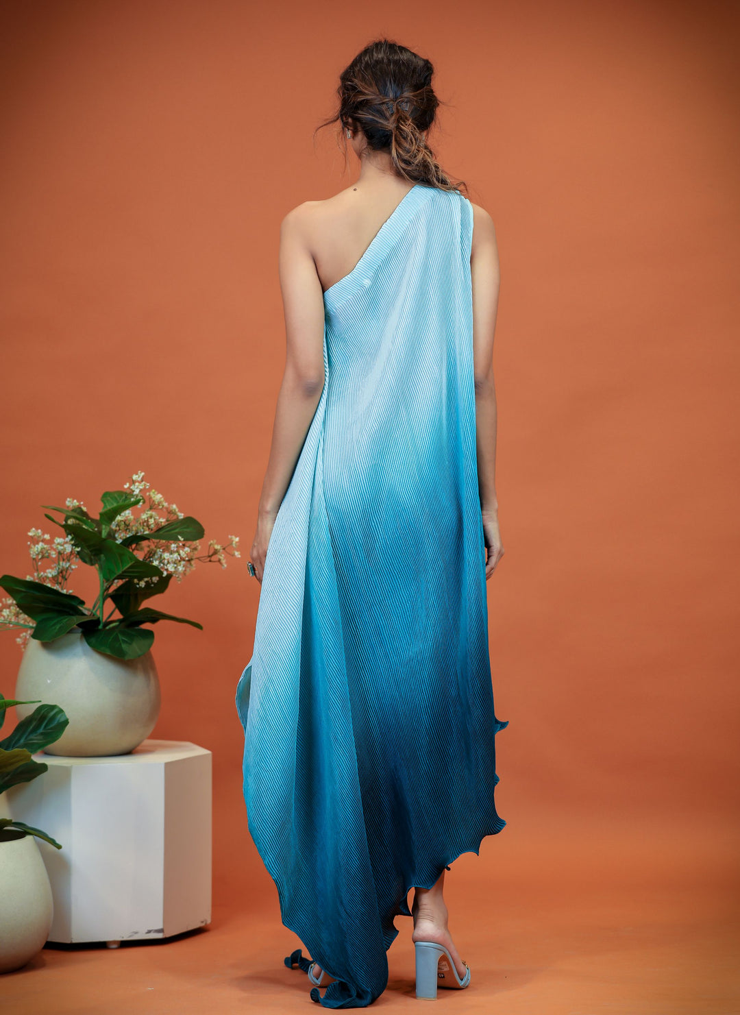 blue one shoulder summer dress