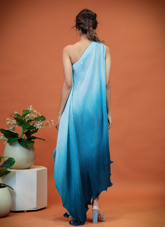 blue one shoulder summer dress